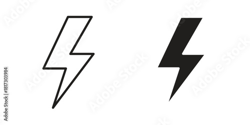 Lightning bolt icon in line design. Simple icon vector