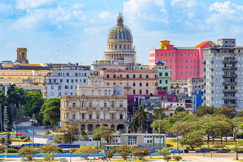 El Capitolio, the National Capitol Building overlooking the Embassy of Spain in Havana, Cuba