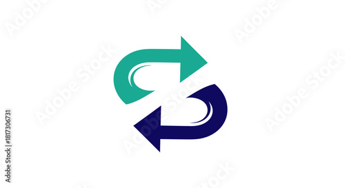 Abstract Colorful Symbol Of Iteration, Recycle, And Reconnection In Two Tones