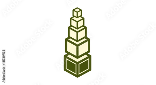Abstract Composition Of Cubes Stacked, Representing Growth, Structure, and Hierarchy