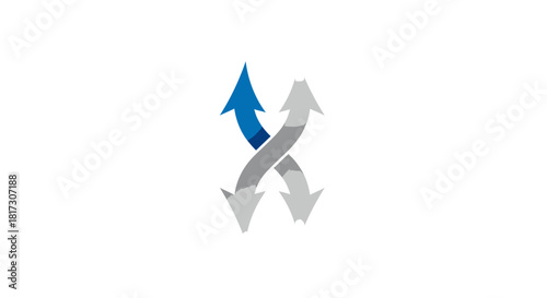 Abstract Composition of Intertwined Arrows Depicting Directional Change and Evolution