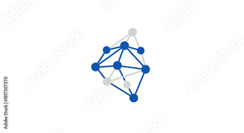 Abstract Connectivity Depiction of Network or Data Structure with Blue and Gray