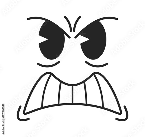 Angry furious comic face caricature