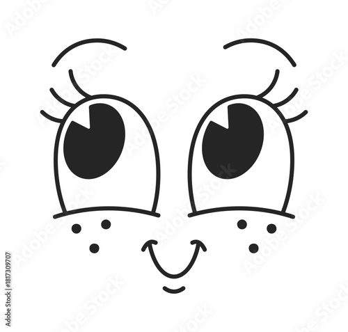 Cute girlish face comic caricature