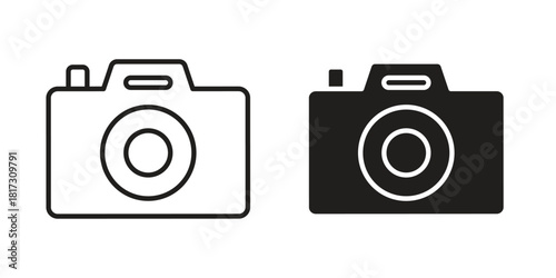Photo Camera icon in line design. Simple icon vector