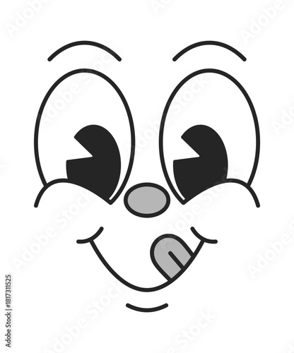 Cute comic face licking lips