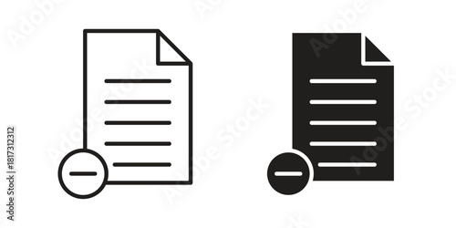Remove document icon in line design. Simple icon vector