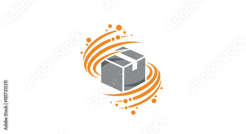 Abstract Delivery Package Design with Circular Swirls Suitable for Shipping Solutions
