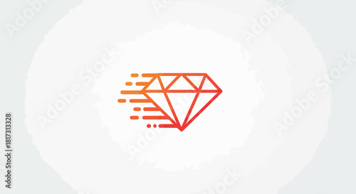 Abstract Diamond Illustration Design Demonstrating Velocity or Speed in Orange Gradient