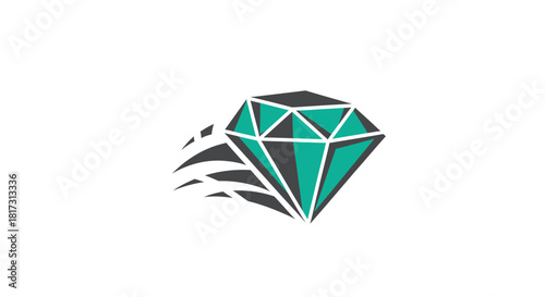 Abstract Diamond Emblem, Geometric Design, Icon of Speed, Brilliant Logo Concept