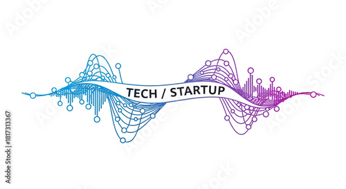 Abstract Digital Waveform Representing Tech Startup Innovation And Data Visualization