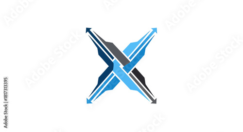 Abstract Directional X Design Of Overlapping Lines And Arrows With Dynamic Aesthetic