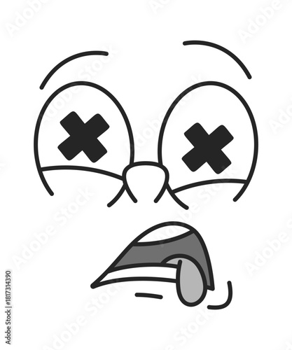 Expressively shocked groovy face character