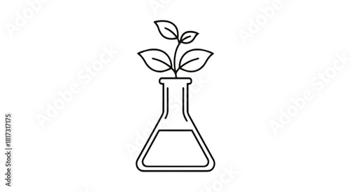 Fertilizer chemical composition test in clean line art style, black and white colors, agricultural biotechnology