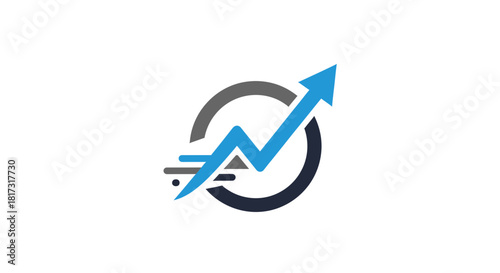 Abstract Financial Growth Concept Represented With Blue And Grey Arrow and Circle