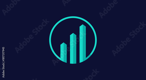 Abstract Financial Growth Symbol on a Modern Dark Blue Background for Business