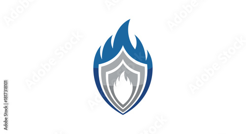 Abstract Fire Shield Logo Symbol Icon Design For Security And Technology Concepts