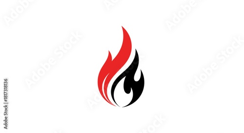 Abstract Flame Logo Depicting Combustion, Heat, and Energy with Red and Black Hues.