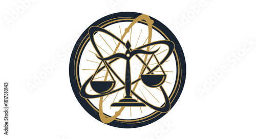 Abstract Emblem of Justice and Equilibrium, Circular Design with Modern Appeal