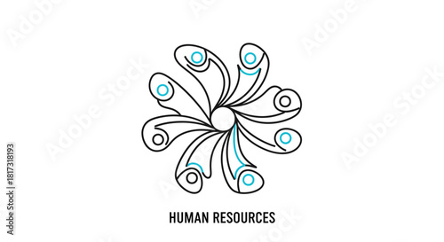 Abstract Floral Design Representing Human Resources Concept In Minimalist Style