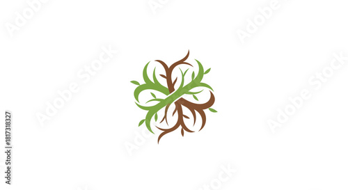 Abstract Foliage Emblem: A Stylish Floral Design for Brand Identity and Visuals