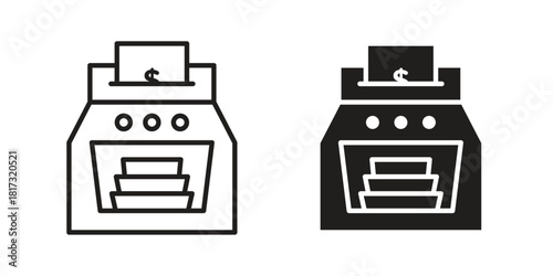 Money counting machine icon on white background. Stock vector icon