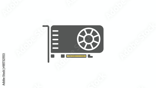 Print Compact Single-Fan Graphics Card Tech Icon Vector illustration