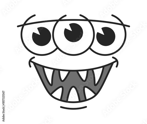 Crazy creepy comic face caricature