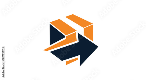 Abstract Forward Movement Symbol Illustrating Logistics and Delivery, Geometric Icon