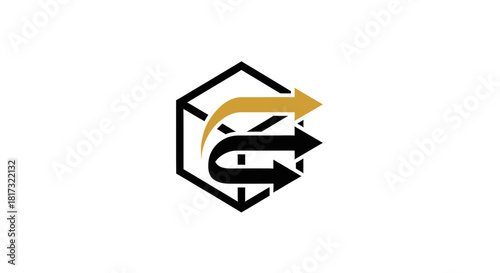 Abstract Forward Movement Symbol In A Geometric Box with Arrows Concept And Innovation