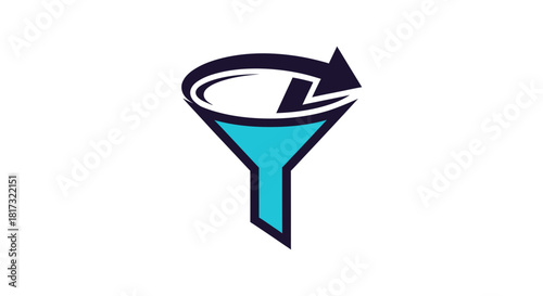 Abstract Funnel Icon With Arrow Symbolizing Data Processing and Circulation Clearly Presented