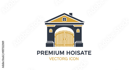Abstract Gatehouse Logo in Navy And Gold Tones Vector Illustration Design