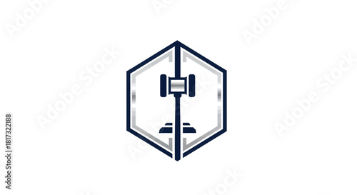 Abstract Gavel Symbol Within Modern Hexagon Frame For Law and Justice Concepts
