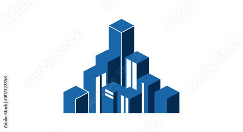 Abstract Geometric Blue Cityscape Representing Urbanization And Architectural Growth