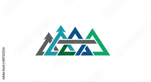 Abstract Geometric Arrow Design Symbolizing Growth, Progress, and Expansion With Three Triangles