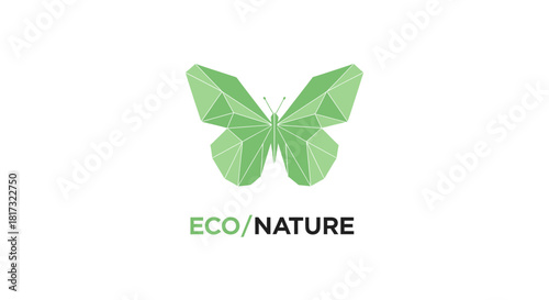 Abstract Geometric Butterfly Logo Representing Nature, Environment, and Ecology, Clean Design