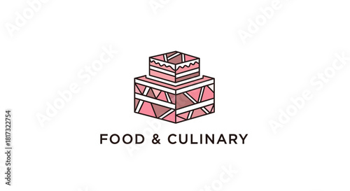 Abstract Geometric Cake Design Emblem For Culinary Businesses And Food Related Brands