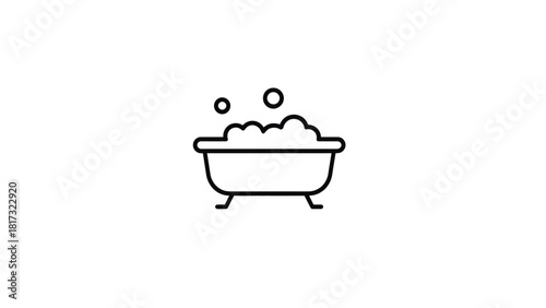 Print minimal Bubble Bath Tub Line Icon Outline Style Vector illustration