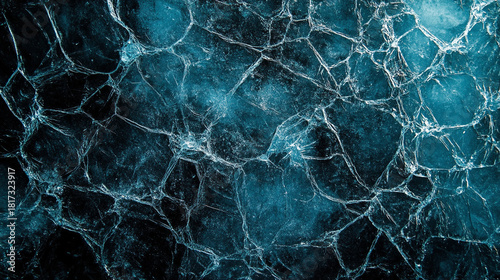 Dark winter ice background with cracks and grunge texture in black, dark blue, and gray, creating a dramatic, cold, and textured surface for wallpapers and design projects.
