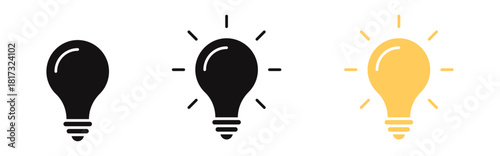 Light bulb icons , representing ideas, creativity, innovation, and inspiration for modern UI designs.