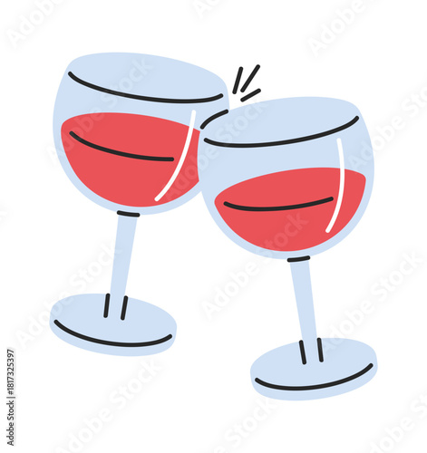 Clinking wineglasses Valentines day drink