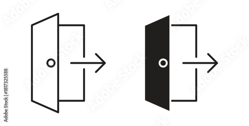 Logout icons, vector symbols. filled flat sign