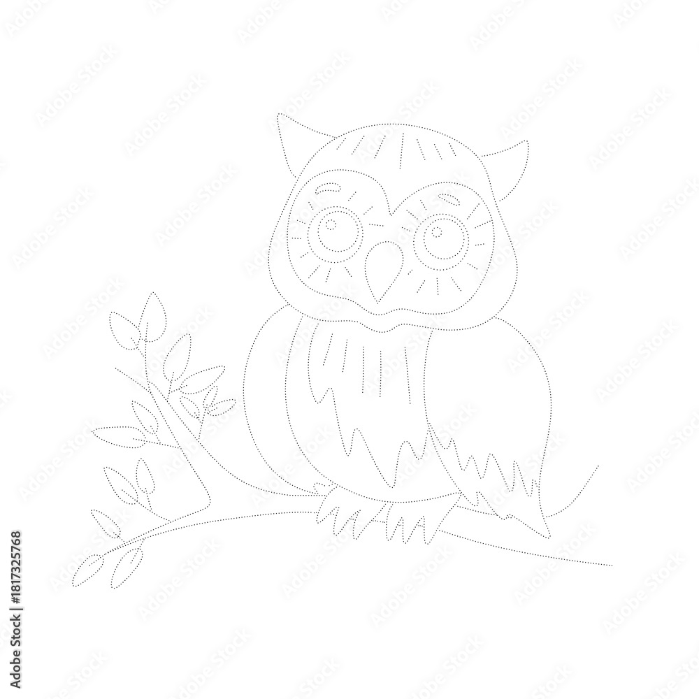 Obraz premium Dot-to-Dot Owl for Kids Drawing