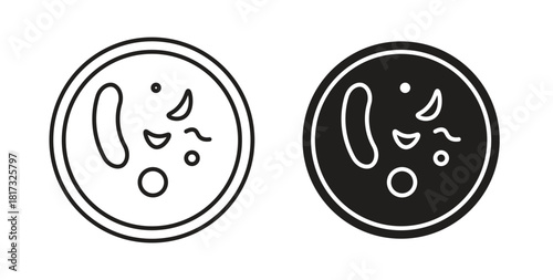 Microorganism icons, vector symbols. filled flat sign
