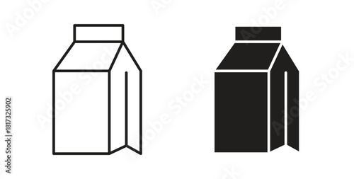 Milk carton icons, vector symbols. filled flat sign