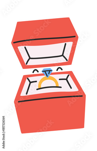 Golden engagement ring in box