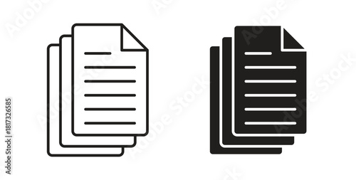 papers icons, vector symbols. filled flat sign