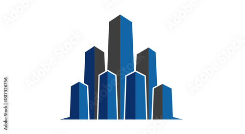 Abstract Geometric Cityscape Displaying Modern Architectural Designs and Financial Growth