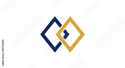 Abstract Geometric Composition Of Interlocking Diamond Shapes On White Background