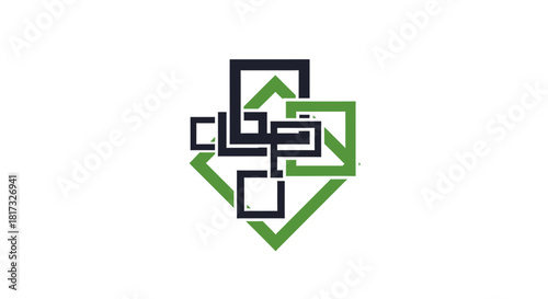 Abstract Geometric Composition Of Interlocking Forms In Modern Style For Design